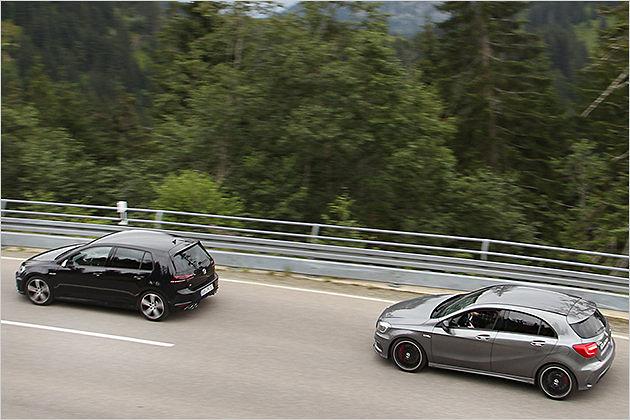 Zweiliter-Turbomotor und Allradantrieb mit Haldex-Kupplung: Ähnliche Setups bei Golf R und A 45 AMG