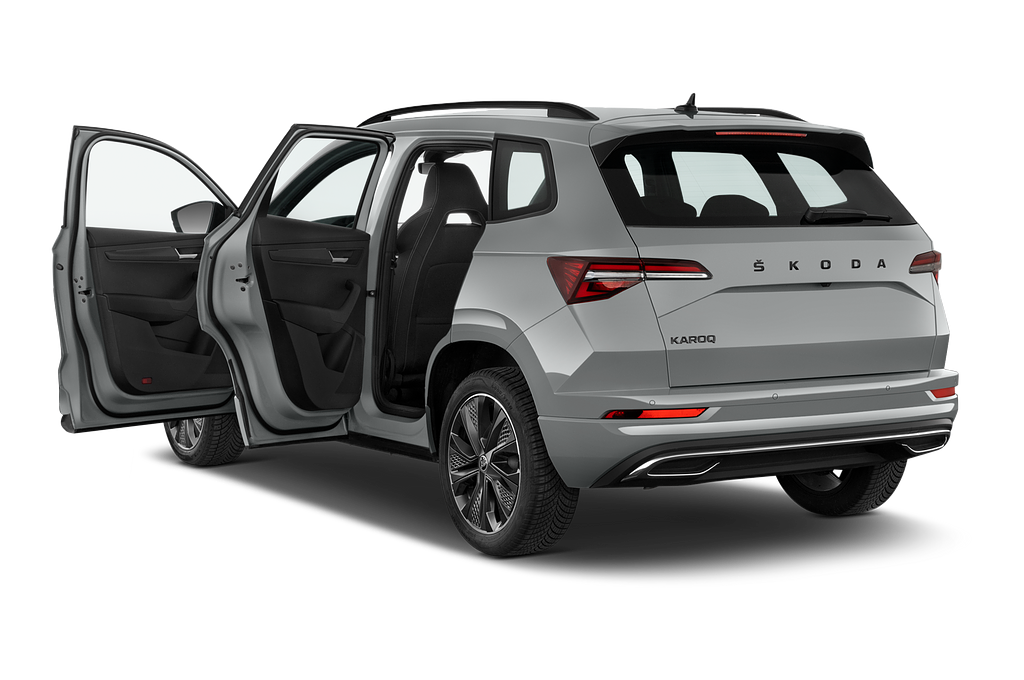 Skoda Karoq (Baujahr 2023) Sportline 5 Türen Tür geöffnet