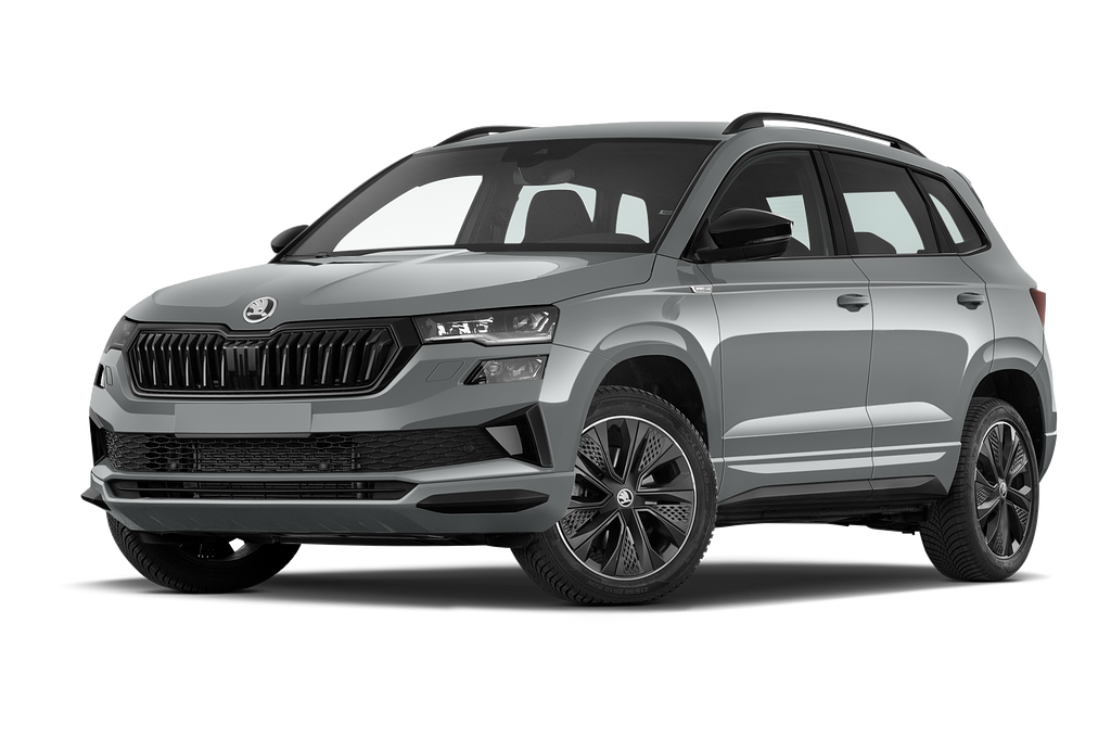 Skoda Karoq (Baujahr 2023) Sportline 5 Türen seitlich vorne mit Felge