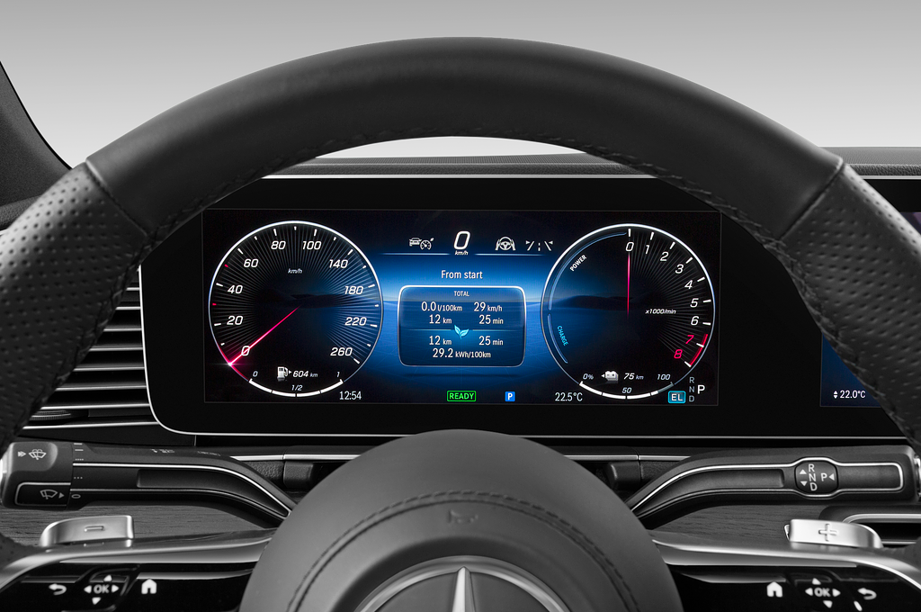 Mercedes GLE Coupe PHEV (Baujahr 2023) 400e AMG Line 5 Türen Tacho und Fahrerinstrumente
