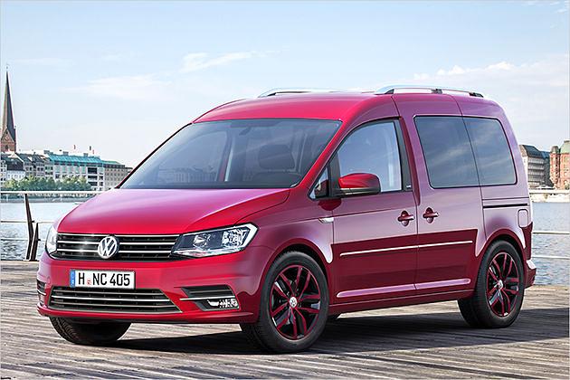 Das Sondermodell Caddy Generation Four gibts auch mit roten Felgen - bei einem Lieferwagen etwas over the top, oder?