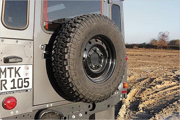 Ein Defender-must-have ist das Ersatzrad an der Hecktür