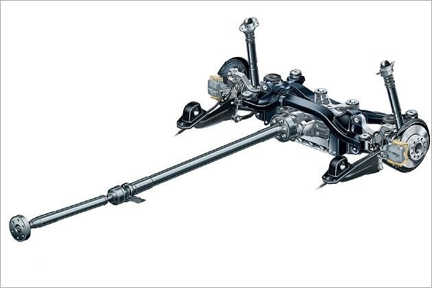 Der Antriebsstrang geht vom Frontmotor zur Haldex-Kupplung an der hinteren Achse