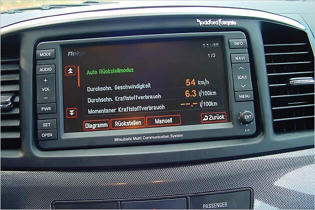 Der Bordcomputer zeigt seine Daten im Navi an