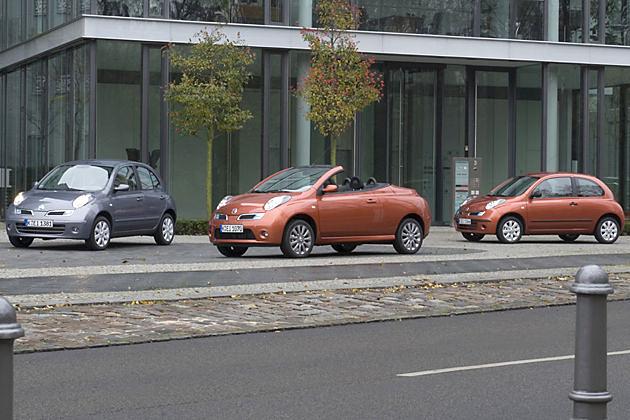 Als Fünftürer (links), Dreitürer (rechts) und Cabrio zu haben: Der Nissan Micra C+C
