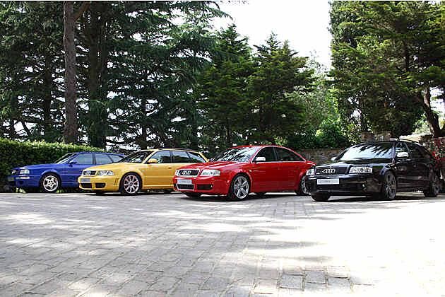 Ahnengalerie (v.l.n.r.): RS2, RS4, RS6 Limousine und RS6 Avant