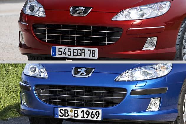 Direktvergleich bei der Limousine: Unten die alte Version des Grills, oben die neue