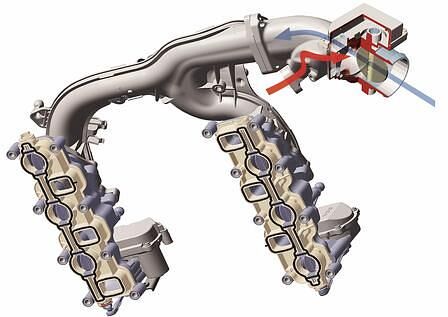 Porsche Cayenne Diesel: Sauganlage des Dreiliter-V6-Turbodiesel mit Drallklappen und Abgasrückführung