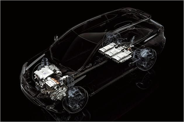 Die Nickel-Metallhydrid-Batterie ist unterhalb der Rückbank platziert