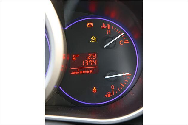 Unter dem Kilometerstand findet sich die Füllstandsanzeige des AdBlue-Tankes