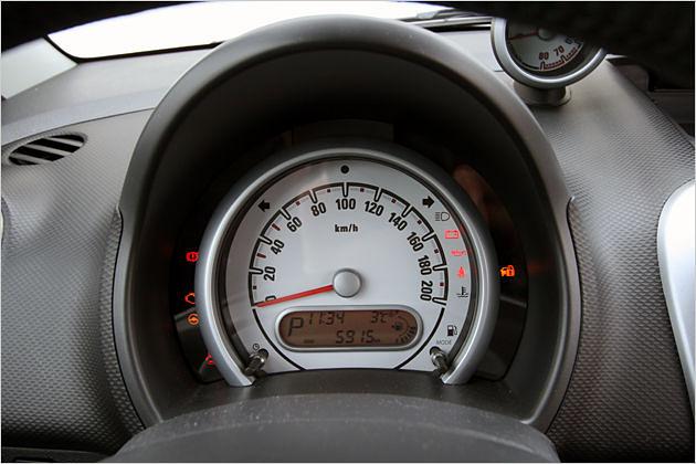 Die Armaturentafel wird von einem großen Tachometer dominiert