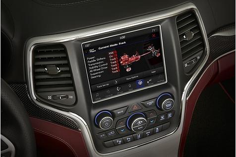 Der Jeep Grand Cherokee Trackhawk zeigt viele Werte an