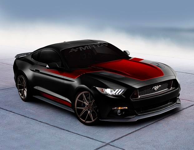 Wirkt schick und böse: Der schwarz-rot lackierte Mustang-Umbau von MRT