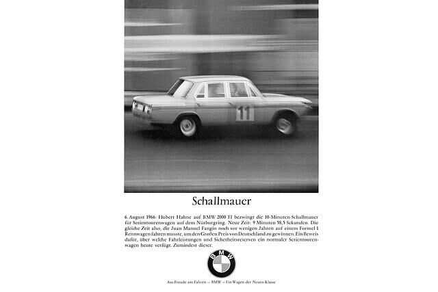 BMW 2000 TI Werbemotiv Schallmauer 1966 