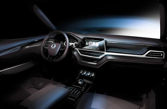 Der aufgeräumte Arbeitsplatz des Ssangyong XAVL bietet große Displays