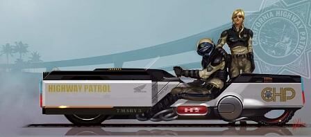 Das einem Motorrad ähnliche Polizeiauto von Honda.