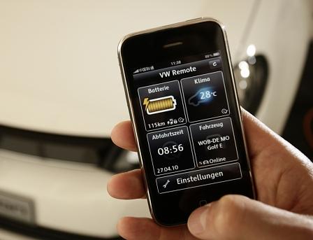 Smartphone-Anwendung für Elektroautos bei VW