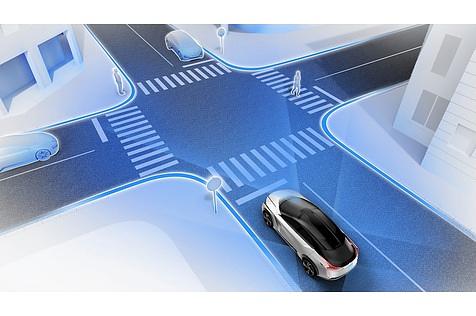 Das Nissan IMx zero emission concept vehicle fährt voll autonom