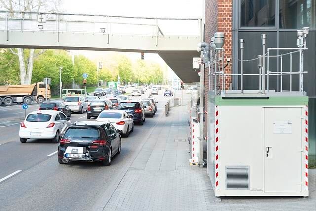 Das Testauto am berüchtigten Stuttgarter Neckartor