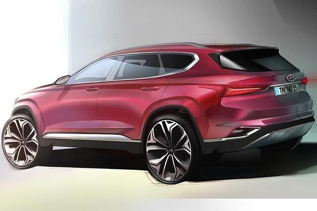 Die Rückleuchten des neuen Hyundai Santa Fe reichen weit in die Flanken