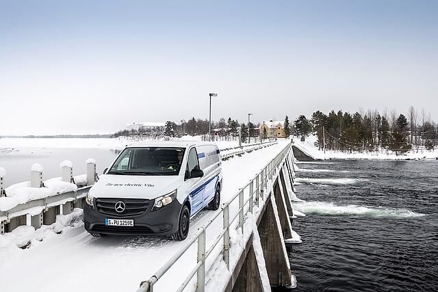 Mercedes eVito Wintertest in Arjeplog