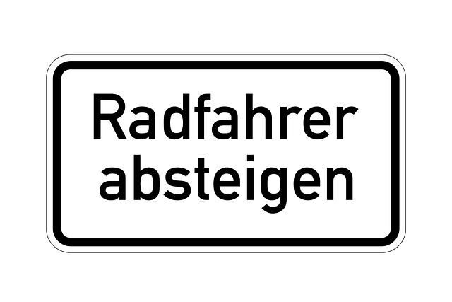 Diese Schild forder Radfahrer auf, abzusteigen. Doch nicht in allen Fällen ist das nötig