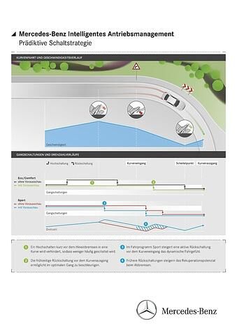 Kommt eine Kurve hilft er Eco Assistent mit dem Ratschlag \"Fuß vom Gas\"