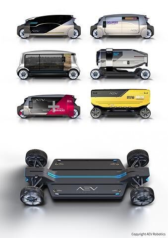 AEV Robotics hat sich bereits eine Vielzahl von Fahrzeugtypen erdacht, die auf der Base genannten Plattform aufsetzen können