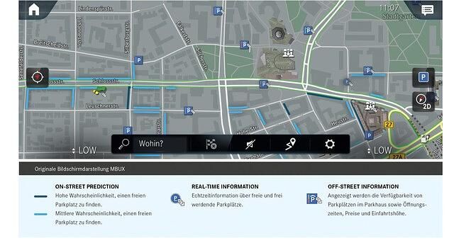Mit Real-Time Information bekommen Mercedes-Fahrer außerdem Hinweise auf gerade freigewordene Parklücken