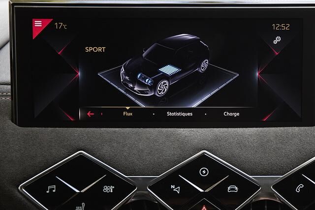 Unterhalb vom zentralen Touchscreen befinden sich rautenartige Bedientasten