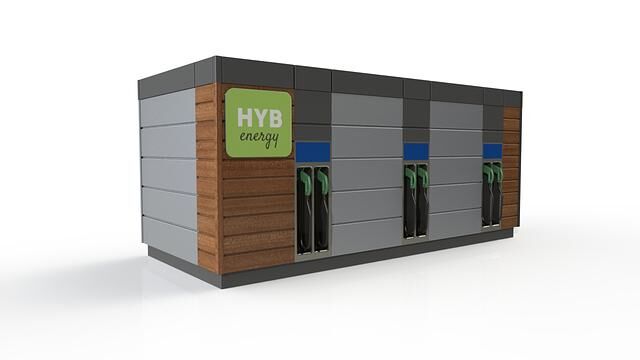 Die Hybrid-Tankstellen von Hyb Energy sind modular aufgebaut. So sieht das Basismodul aus
