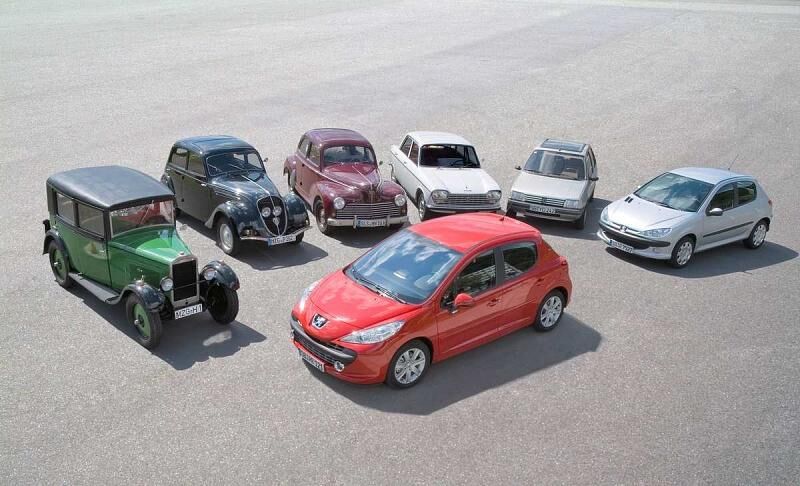 Die Modelle Peugeot 201 bis 207.
