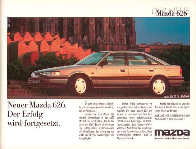 Der Mazda 626 ist in dritter Generation Pionier einer elektronisch geregelten Allradlenkung und auch ein Allradantrieb wird angeboten