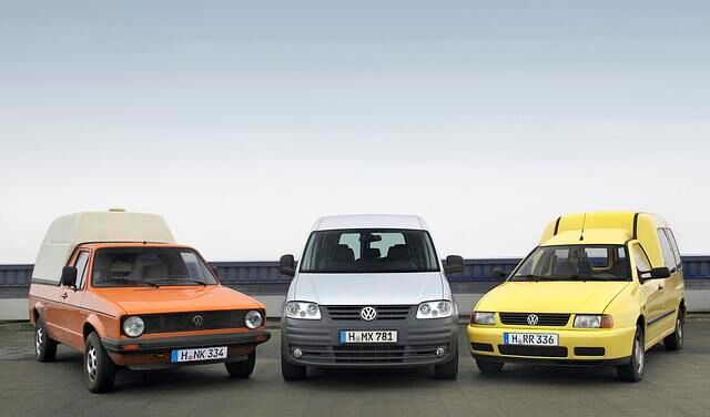 Zwar tragen alle drei Modelle den Namen Caddy, doch hat sich die Baureihe über ihre Generation stark gewandelt