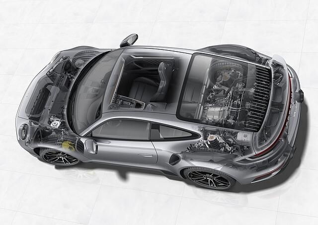 Der Röntgenblick zeigt den Aufbau des Porsche 911 Turbo S