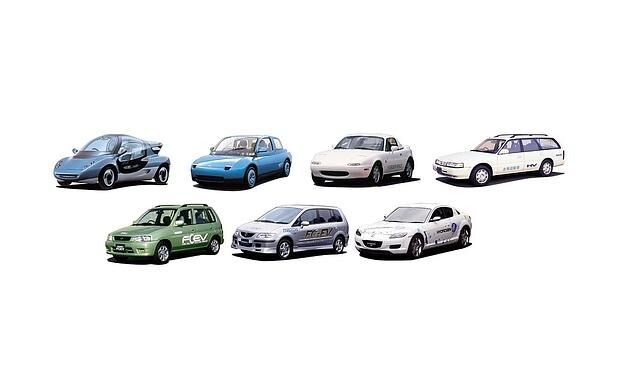 Mazda Wasserstoff Modelle von 1991 bis 2003 Mazda HR X Mazda HR X2 Mazda MX 5 Mazda 626 Capella Mazda Demio Mazda Premacy Mazda RX 8