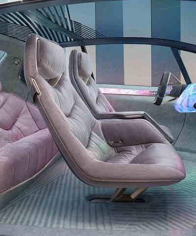 Innen sieht der Vision Circular wie eine Designer-Lounge mit Möbeln von Bretz aus