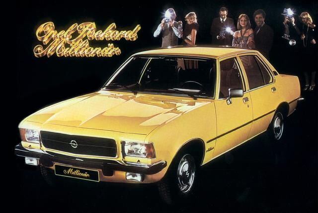 Im September 1976 läuft eine goldene Opel-Rekord-D-Limousine als ein-millionstes Fahrzeug der Baureihe vom Band 