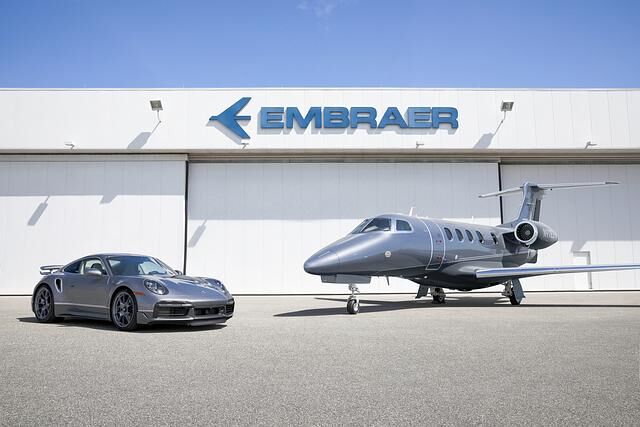 Porsche 911 und Business-Jet im Doppelpack - Passender Elfer zum Embraer