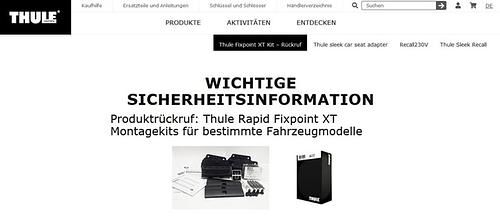 Thule Rapid Fixpoint XT KIT  - Rückruf für Dachträger-Befestigung  
