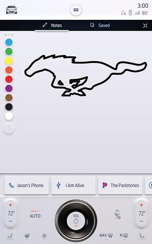  Kunden des Mustang Mach-E können beim Warten an der Ladesäule demnächst kreativ tätig sein. Die App „Sketch“ ermöglicht das Malen mit dem Finger auf dem Touchscreen