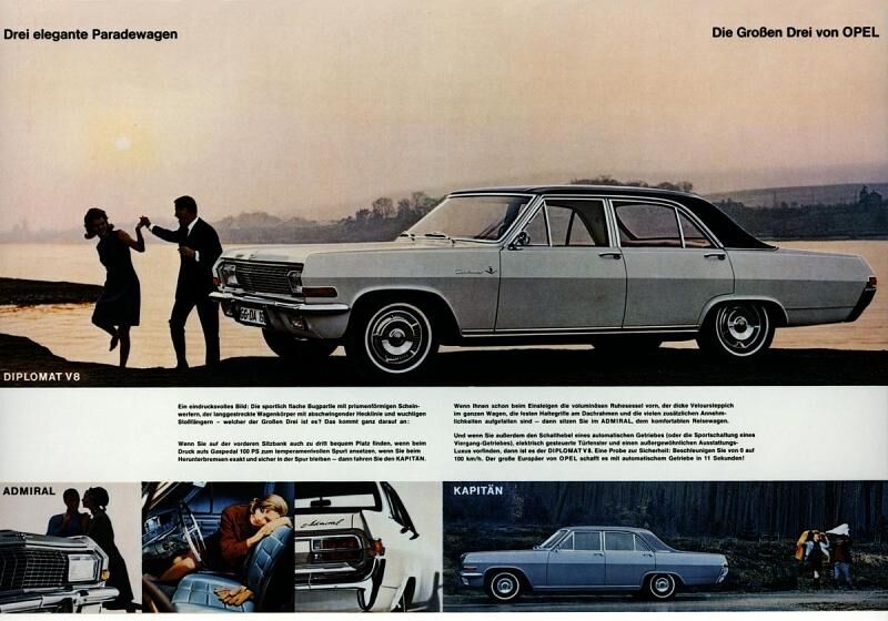 Werbung für die großen Drei von Opel 1964.