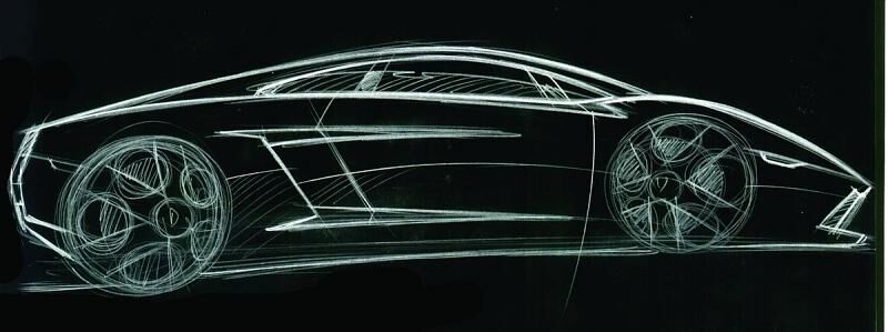 Eine Design-Skizze zum Lamborghini Gallardo 2003