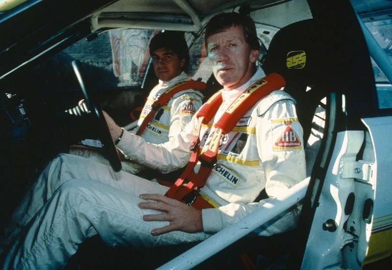 Walter Röhrl und Christian Geistdörfer im Audi bei der Monte 1984.