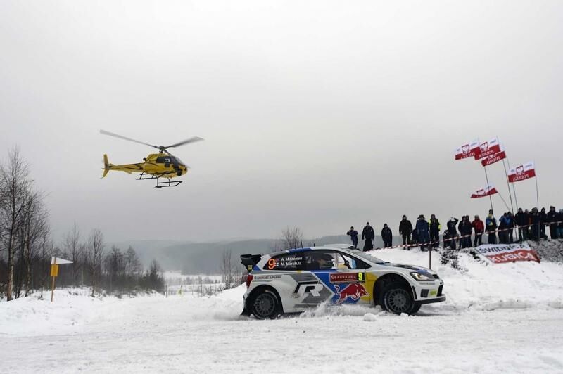 Andreas Mikkelsen und Co-Pilot Mikko Markkula bei der Rallye Schweden 2014.