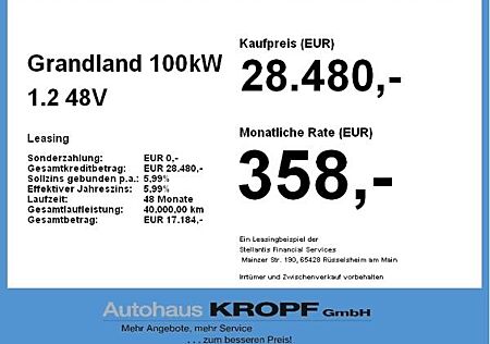 Opel Grandland 1.2 48V Mild- Edition FLA KAM