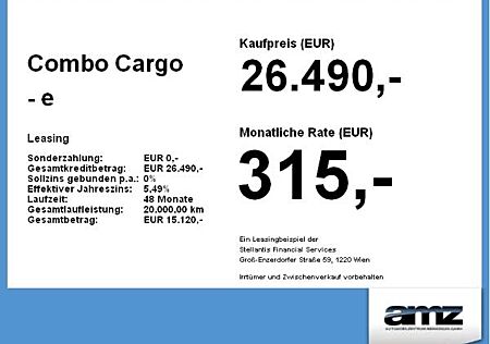 Opel Combo Cargo - e Basis *Rückfahrkam*Parksensoren*