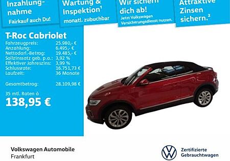 VW T-Roc Volkswagen Cabriolet 1.0 TSI Navi Spurhalteassistent LED Heckleuchten DAB+