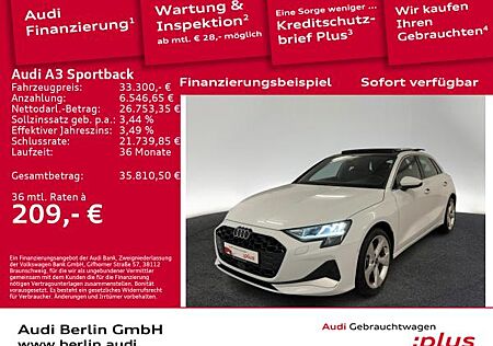 Audi A3 Sportback Advanced 30 TFSI S tr. STDHZG PANO