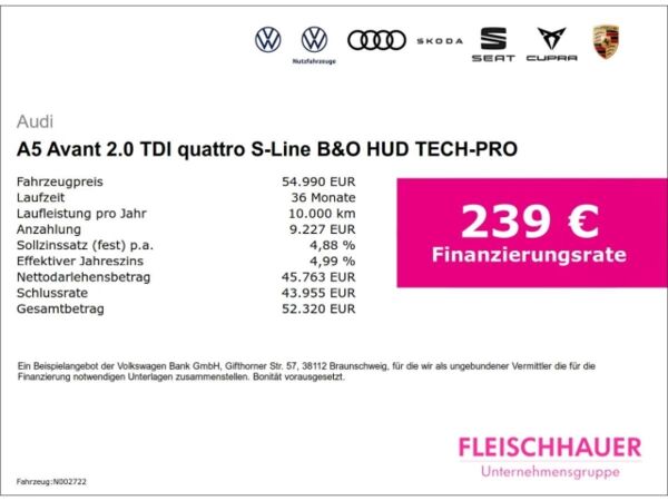 Audi A5 Avant 2.0 TDI quattro S-Line B&O HUD TECH-PRO bild 3